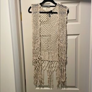 Fringe Cream Vest